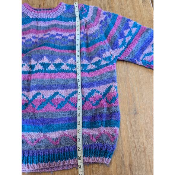 LOST HORIZONS Himalayan Wool Heavy Knit Fair Island Multicolor Sweater s… - Picture 4 of 9